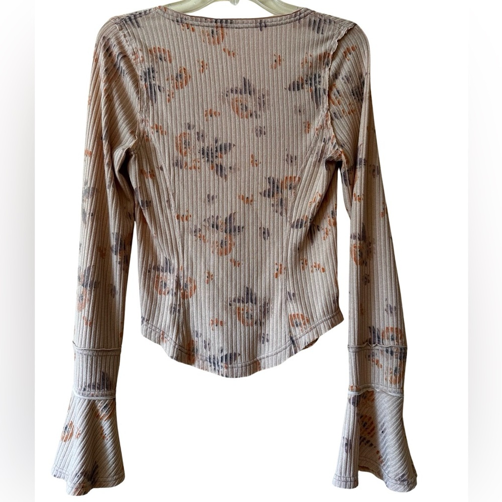 Free People Layer Me Hanley - Just Peachy Floral Ribbed Shirt, Size S - Picture 5 of 8